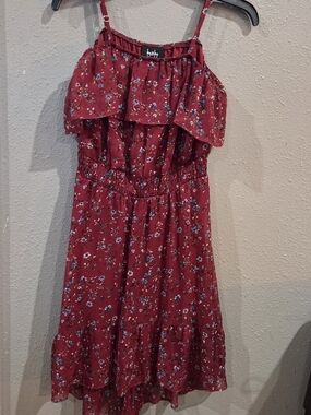 by & by Red Floral Ruffle Sundress